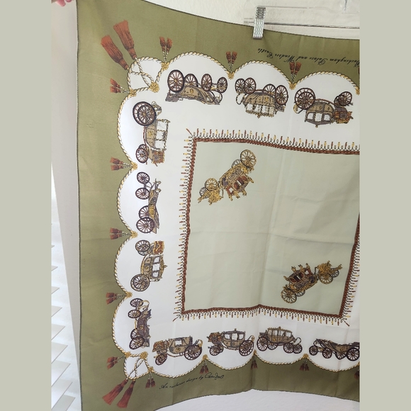 Royal Carriages Buckingham Palace Green Square Scarf by Camelia James - Picture 6 of 7